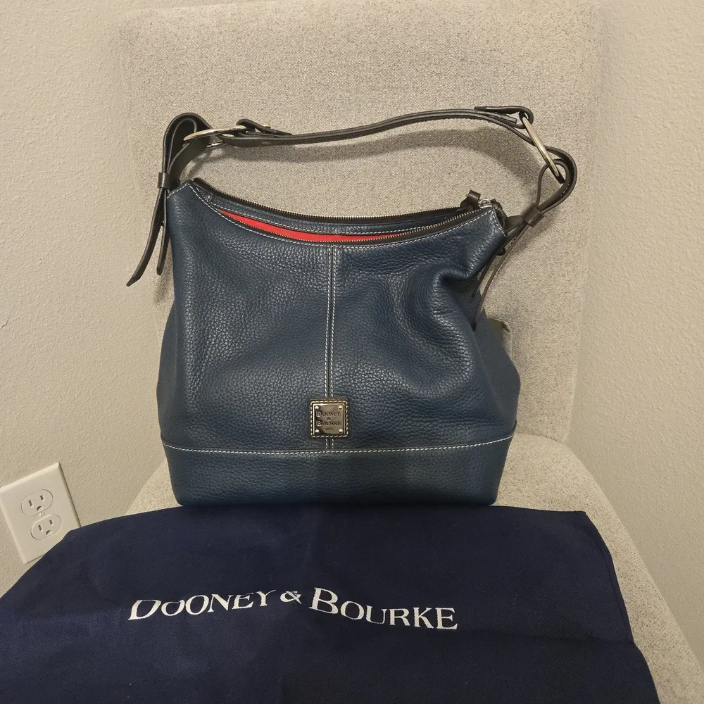 Dooney & Bourke Blue Leather Hobo Bag - Picture 2 of 4
